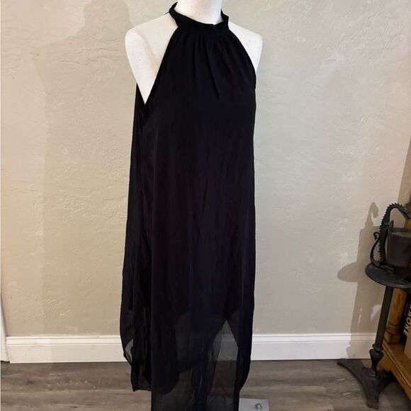 Elegant Black Halter Maxi Dress Sz Small - Picture 2 of 6